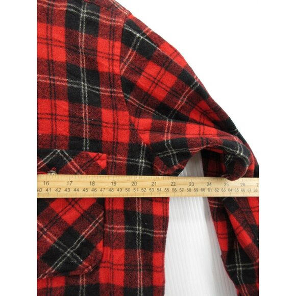VINTAGE St Johns Bay Shirt Large Virgin Wool Flannel Plaid Button Up 90s - Picture 5 of 11